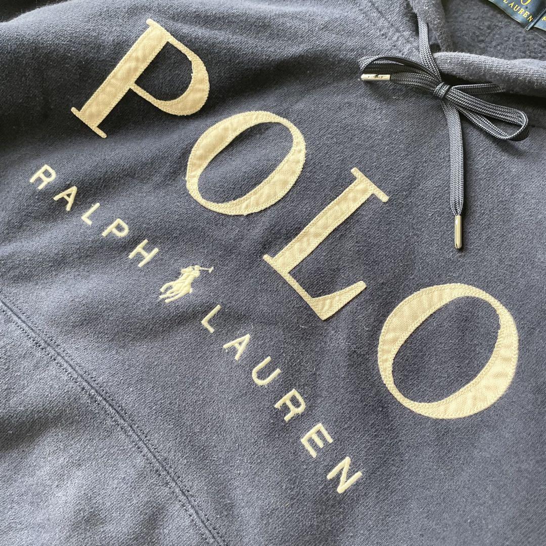 ラルフローレン 美品 現行 パーカー 刺繍ロゴ M ネイビー