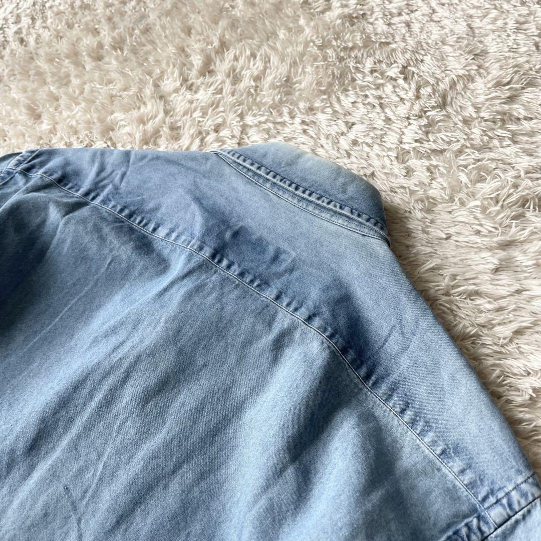 オリアン 美品 ORIAN ホリゾンタルカラー デニムシャツ S シャンブレー