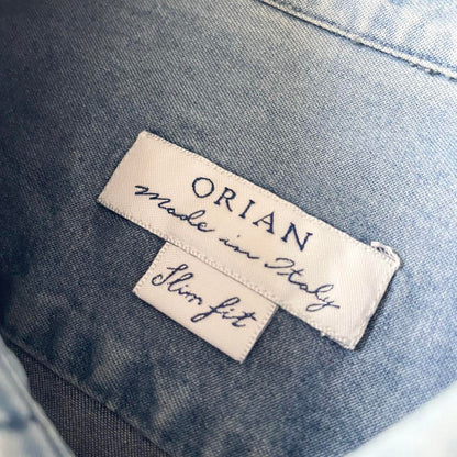 オリアン 美品 ORIAN ホリゾンタルカラー デニムシャツ S シャンブレー