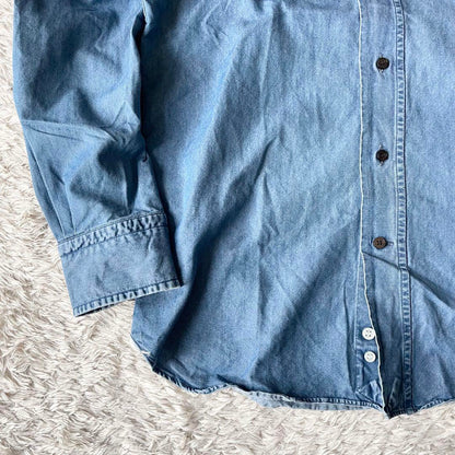 オリアン 美品 ORIAN ホリゾンタルカラー デニムシャツ S シャンブレー