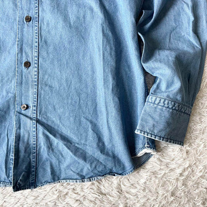 オリアン 美品 ORIAN ホリゾンタルカラー デニムシャツ S シャンブレー