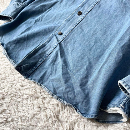 オリアン 美品 ORIAN ホリゾンタルカラー デニムシャツ S シャンブレー