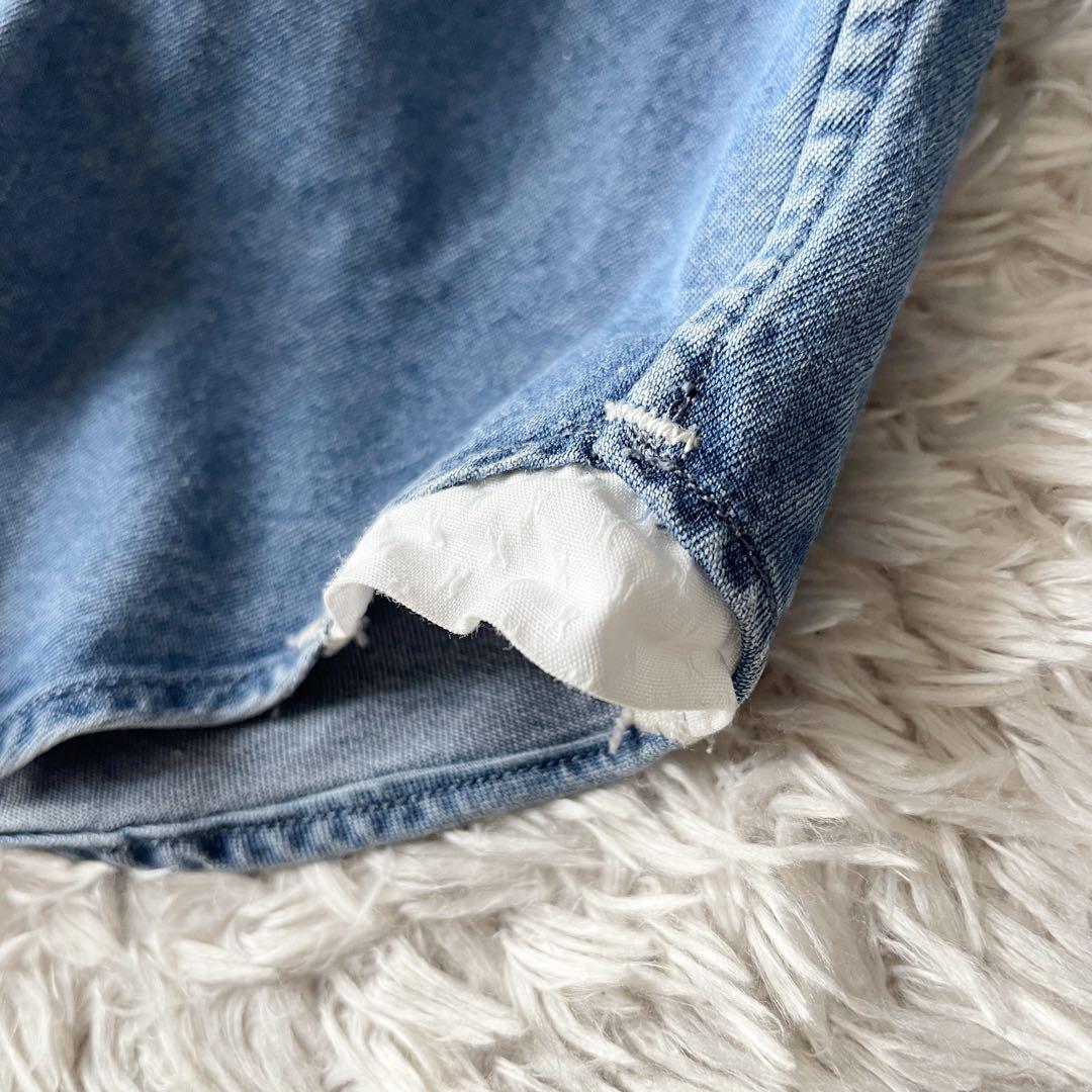 オリアン 美品 ORIAN ホリゾンタルカラー デニムシャツ S シャンブレー