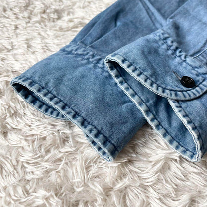 オリアン 美品 ORIAN ホリゾンタルカラー デニムシャツ S シャンブレー