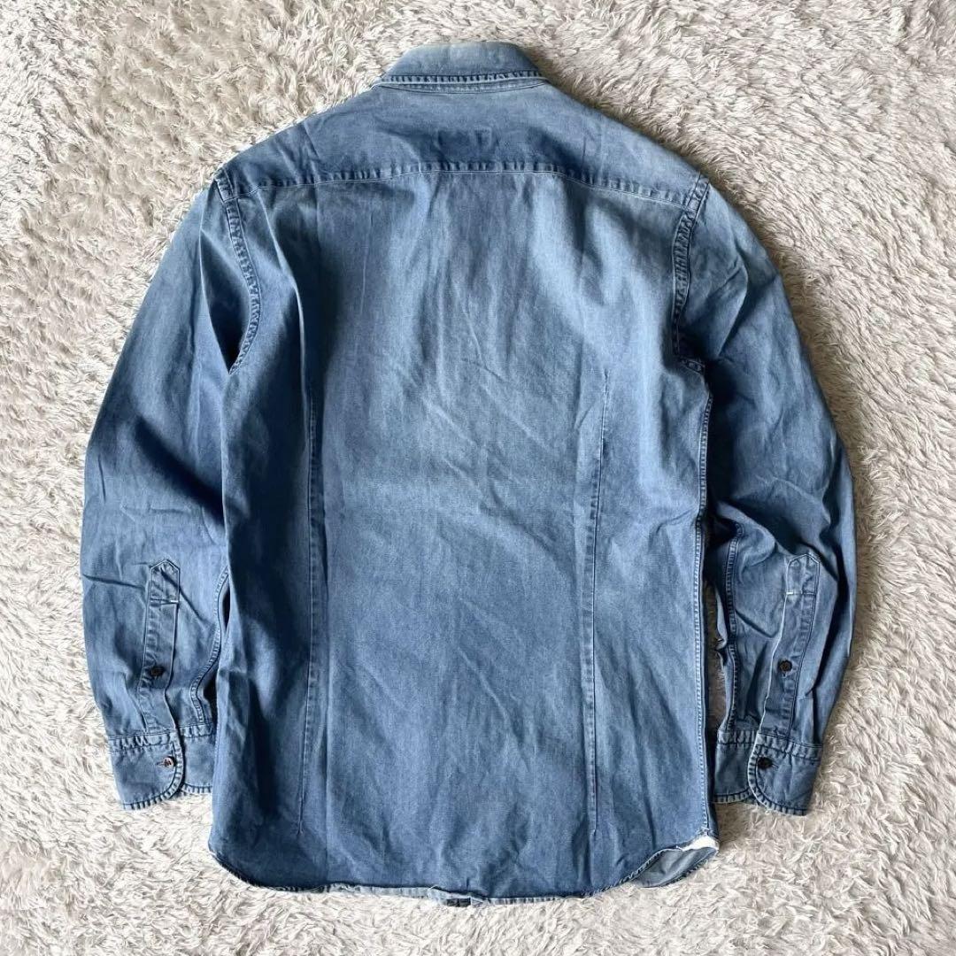 オリアン 美品 ORIAN ホリゾンタルカラー デニムシャツ S シャンブレー