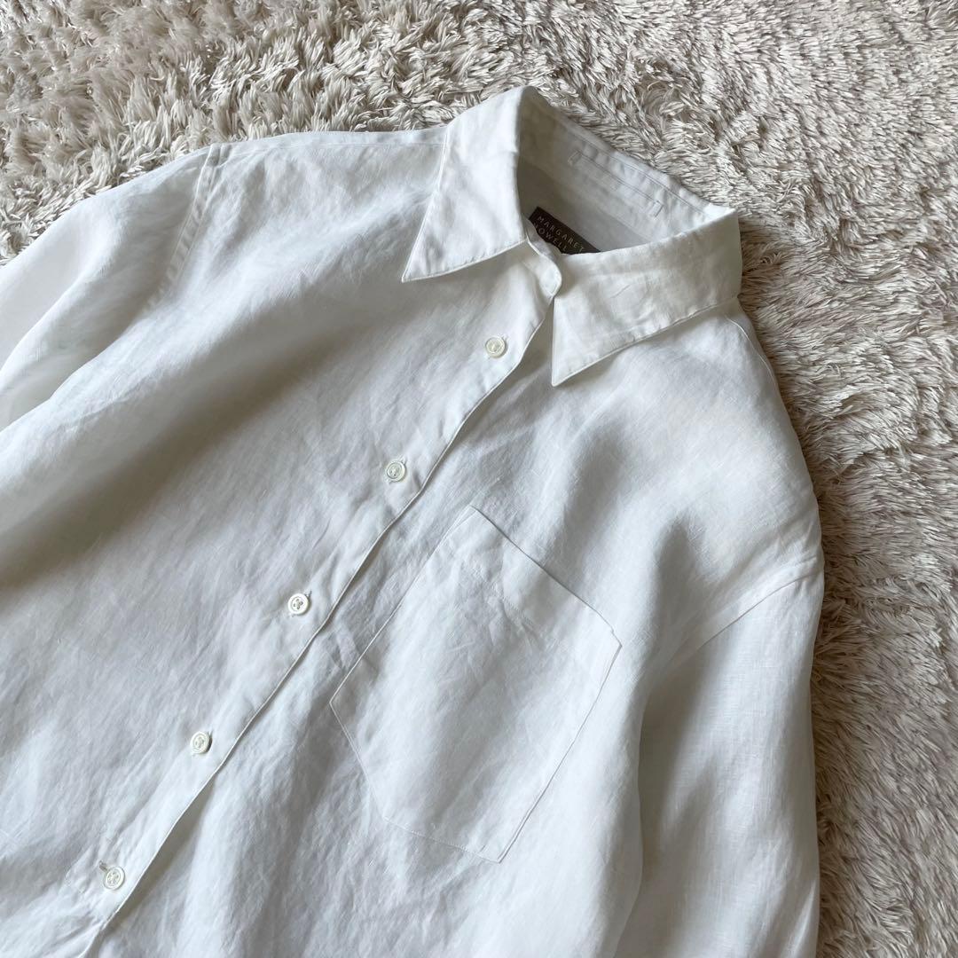 マーガレットハウエル 極美品 L/S リネンシャツ 1 白
