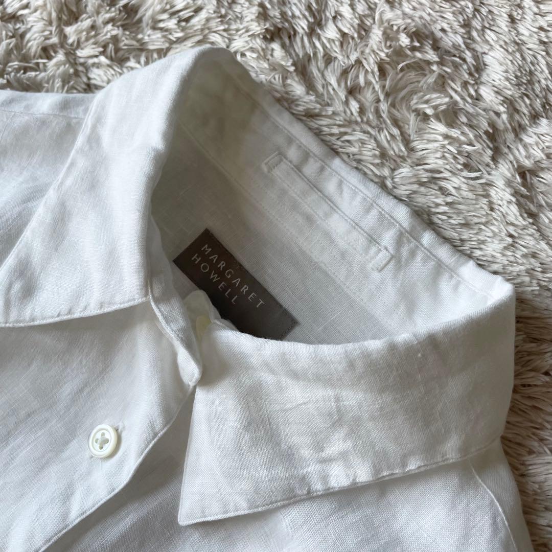 マーガレットハウエル 極美品 L/S リネンシャツ 1 白