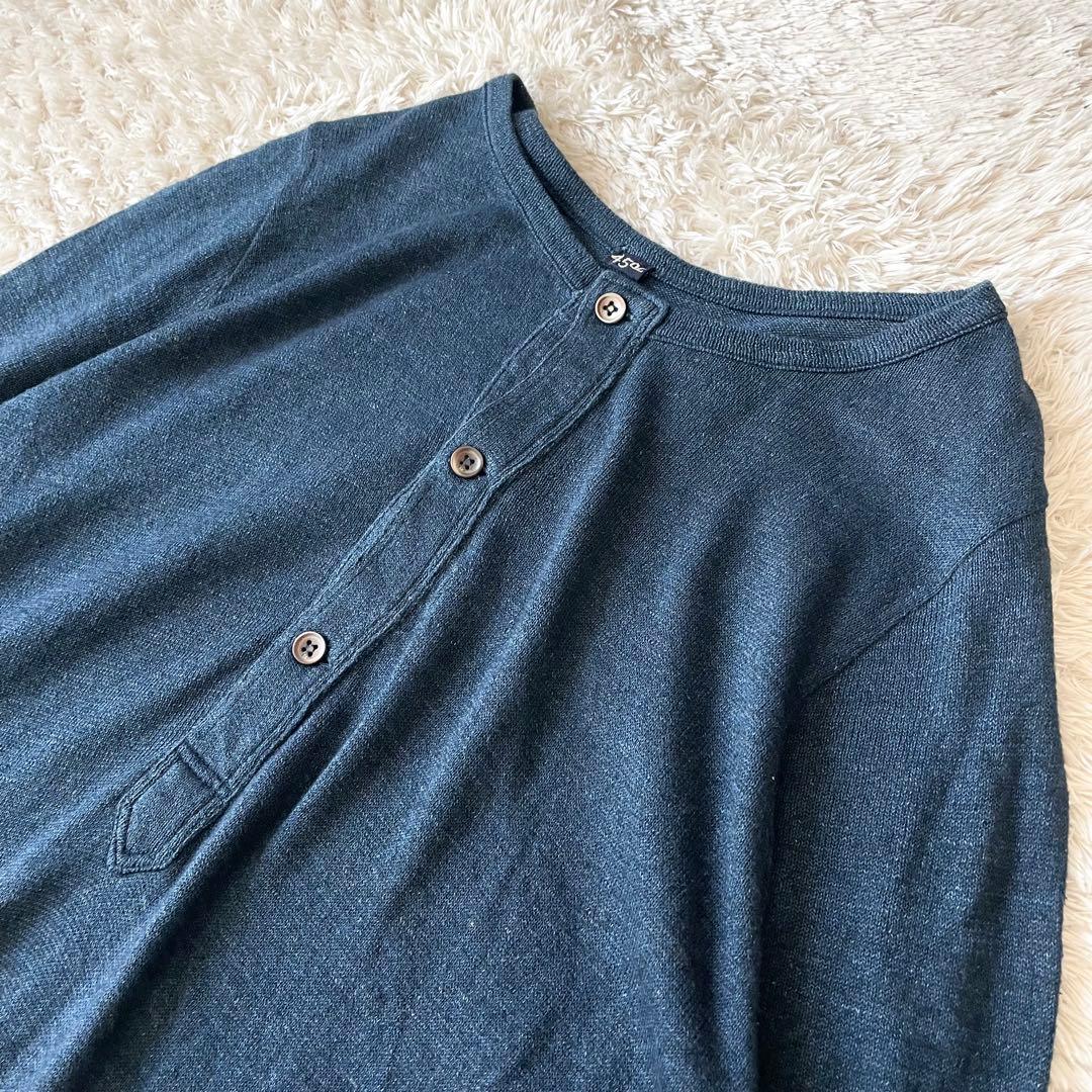 45R 美品 超ガーゼのチュニック インディゴ ワンピース