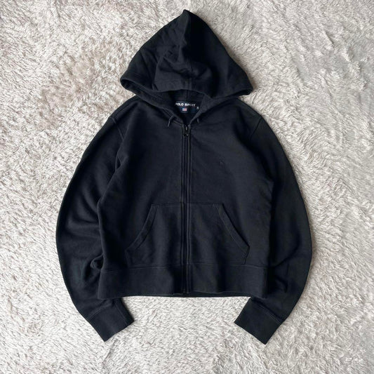 POLO SPORT   美品 90s クロップド パーカー M 黒x黒