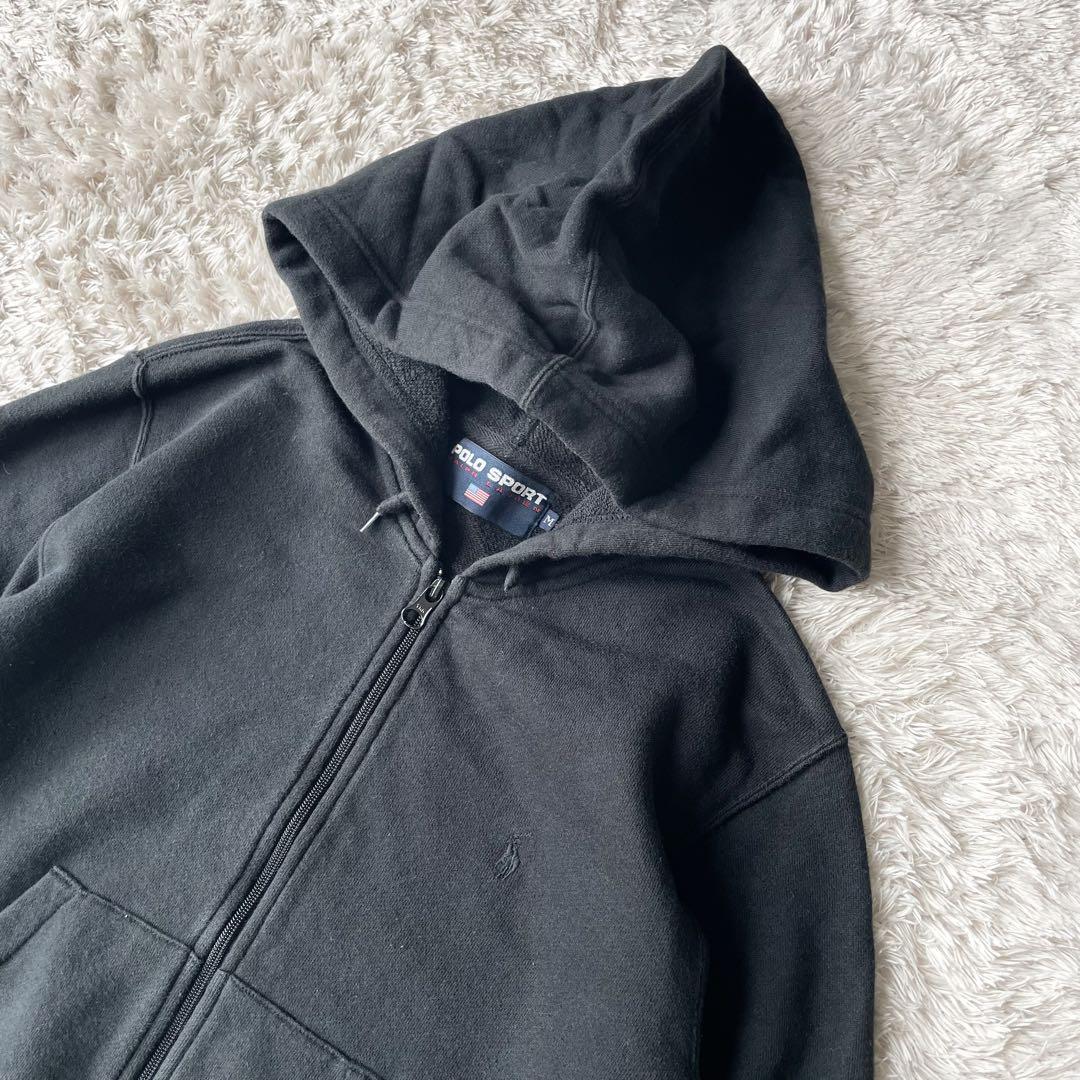 POLO SPORT   美品 90s クロップド パーカー M 黒x黒