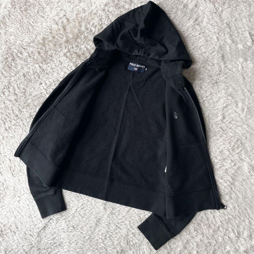 POLO SPORT   美品 90s クロップド パーカー M 黒x黒