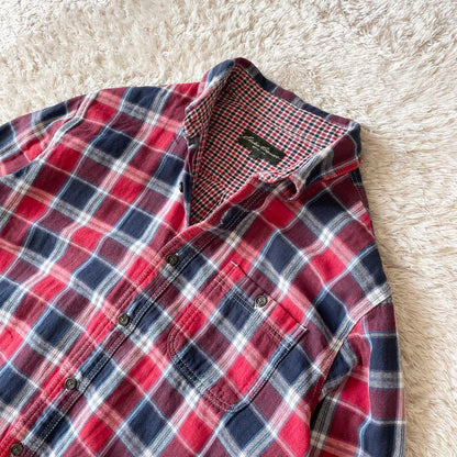 エディーバウアー 極美品 チェックシャツ M 赤青チェック ダブルフェイス