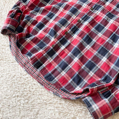 エディーバウアー 極美品 チェックシャツ M 赤青チェック ダブルフェイス