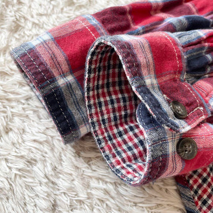 エディーバウアー 極美品 チェックシャツ M 赤青チェック ダブルフェイス