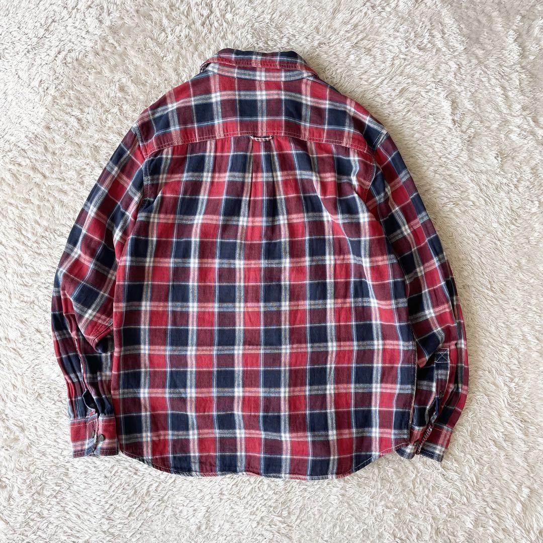 エディーバウアー 極美品 チェックシャツ M 赤青チェック ダブルフェイス