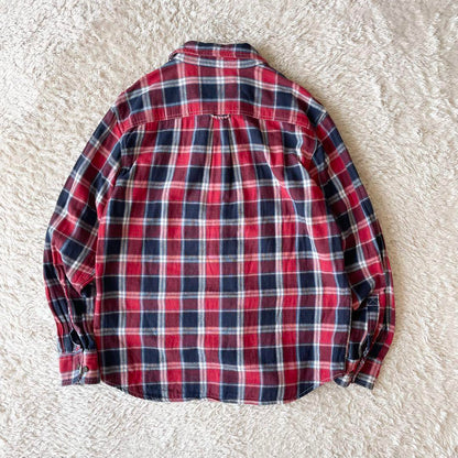 エディーバウアー 極美品 チェックシャツ M 赤青チェック ダブルフェイス