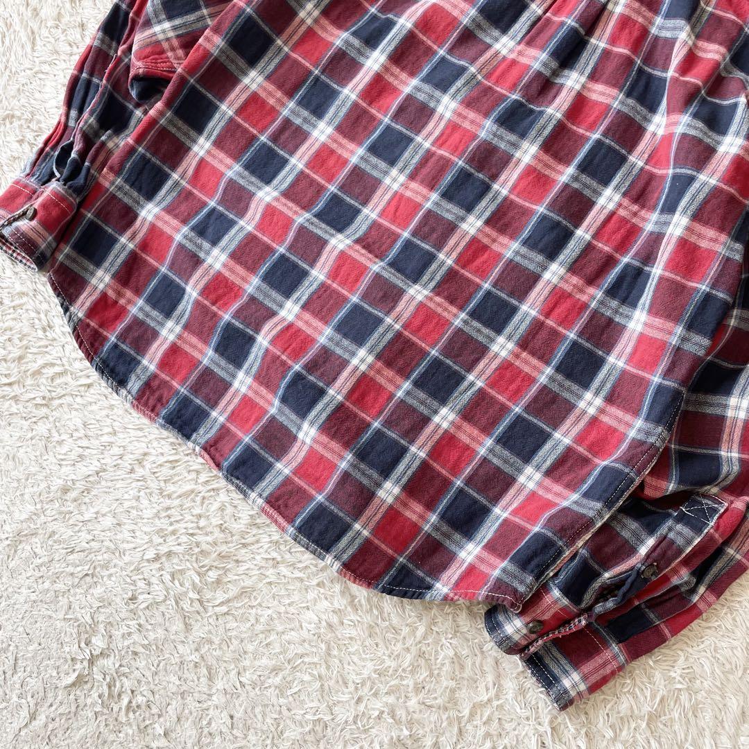 エディーバウアー 極美品 チェックシャツ M 赤青チェック ダブルフェイス