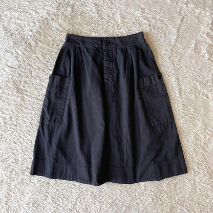 エムエイチエル 美品 MHL ファインコットンリネンスカート 1 ネイビー