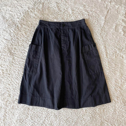 エムエイチエル 美品 MHL ファインコットンリネンスカート 1 ネイビー