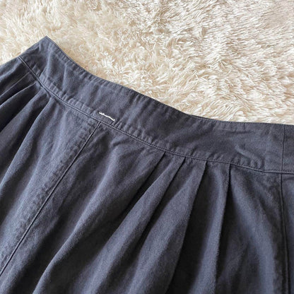 エムエイチエル 美品 MHL ファインコットンリネンスカート 1 ネイビー