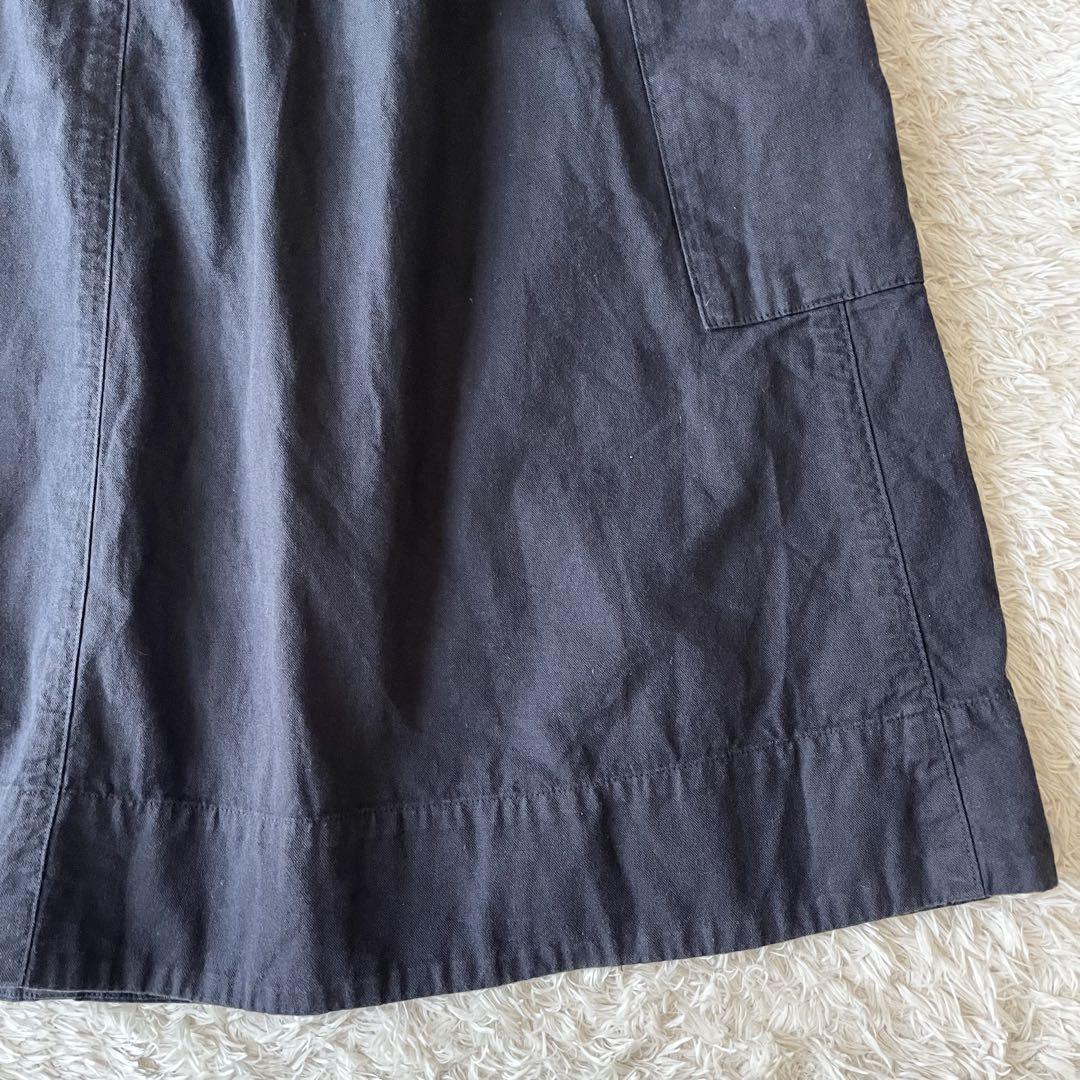 エムエイチエル 美品 MHL ファインコットンリネンスカート 1 ネイビー