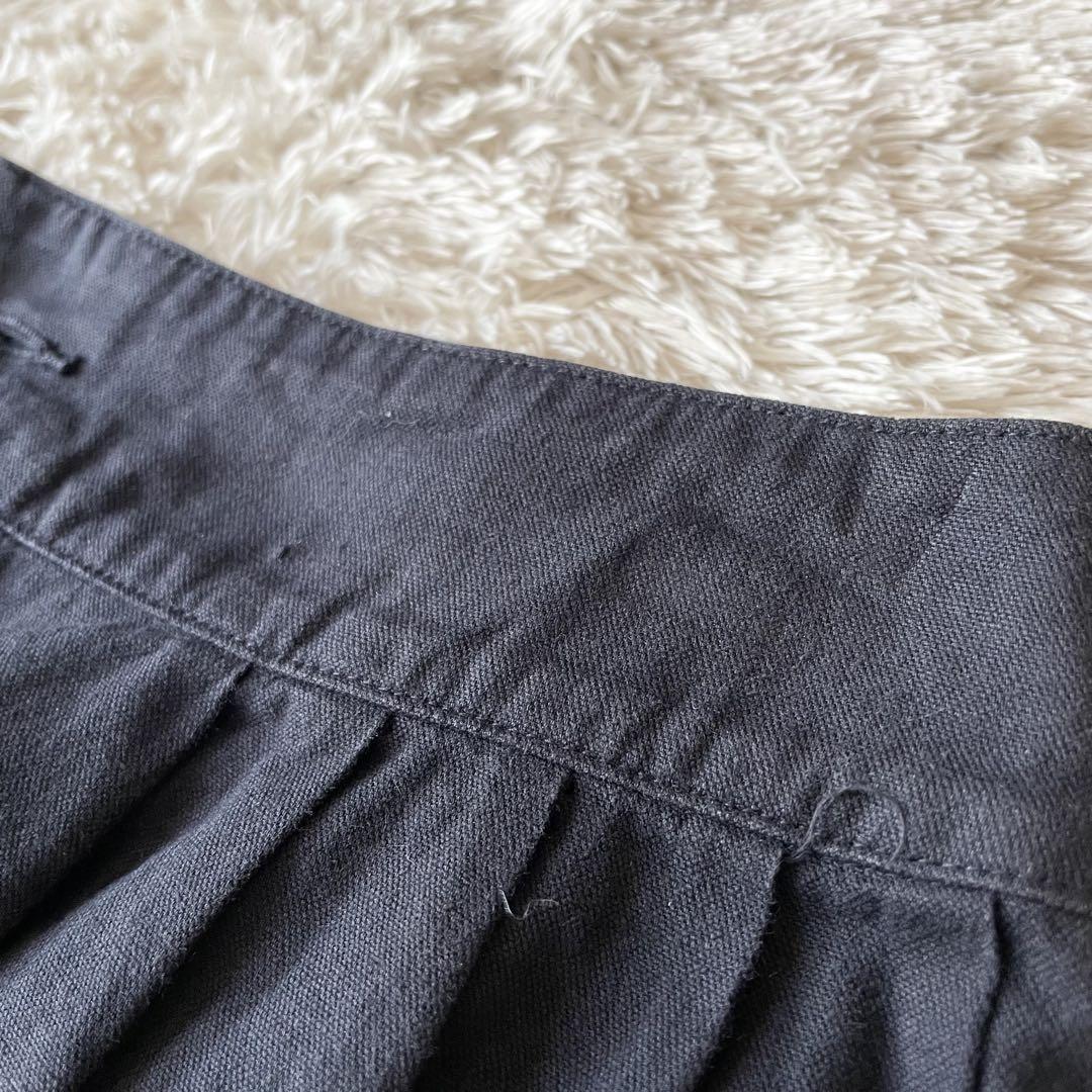 エムエイチエル 美品 MHL ファインコットンリネンスカート 1 ネイビー