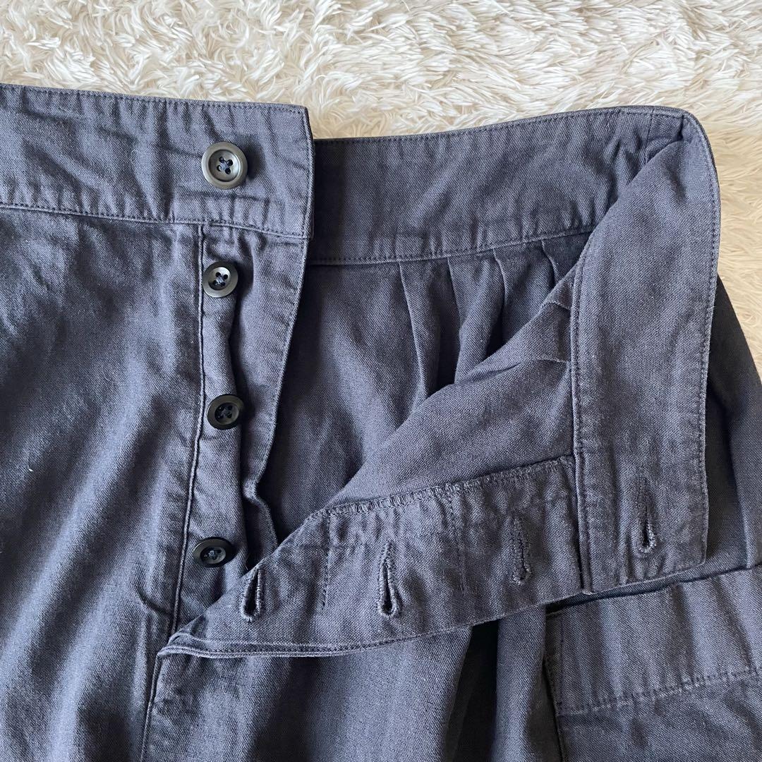 エムエイチエル 美品 MHL ファインコットンリネンスカート 1 ネイビー