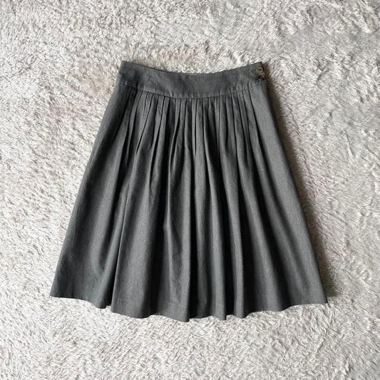 マーガレットハウエル 美品 コットンウールプリーツスカート 3 グレー