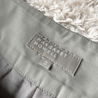 マーガレットハウエル 美品 コットンウールプリーツスカート 3 グレー