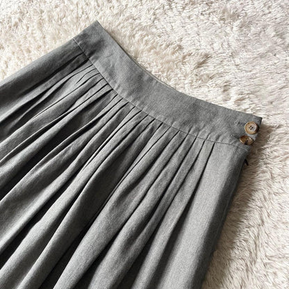マーガレットハウエル 美品 コットンウールプリーツスカート 3 グレー