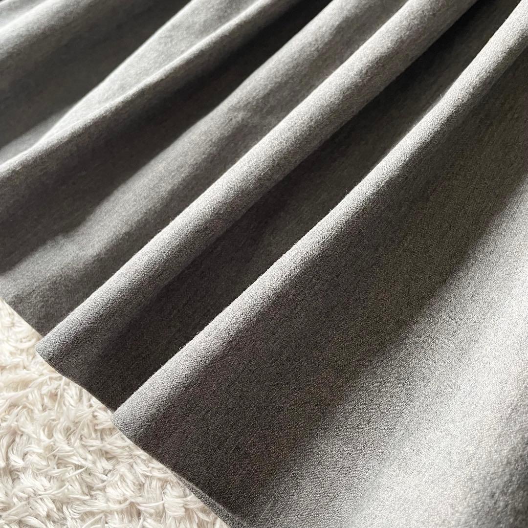 マーガレットハウエル 美品 コットンウールプリーツスカート 3 グレー