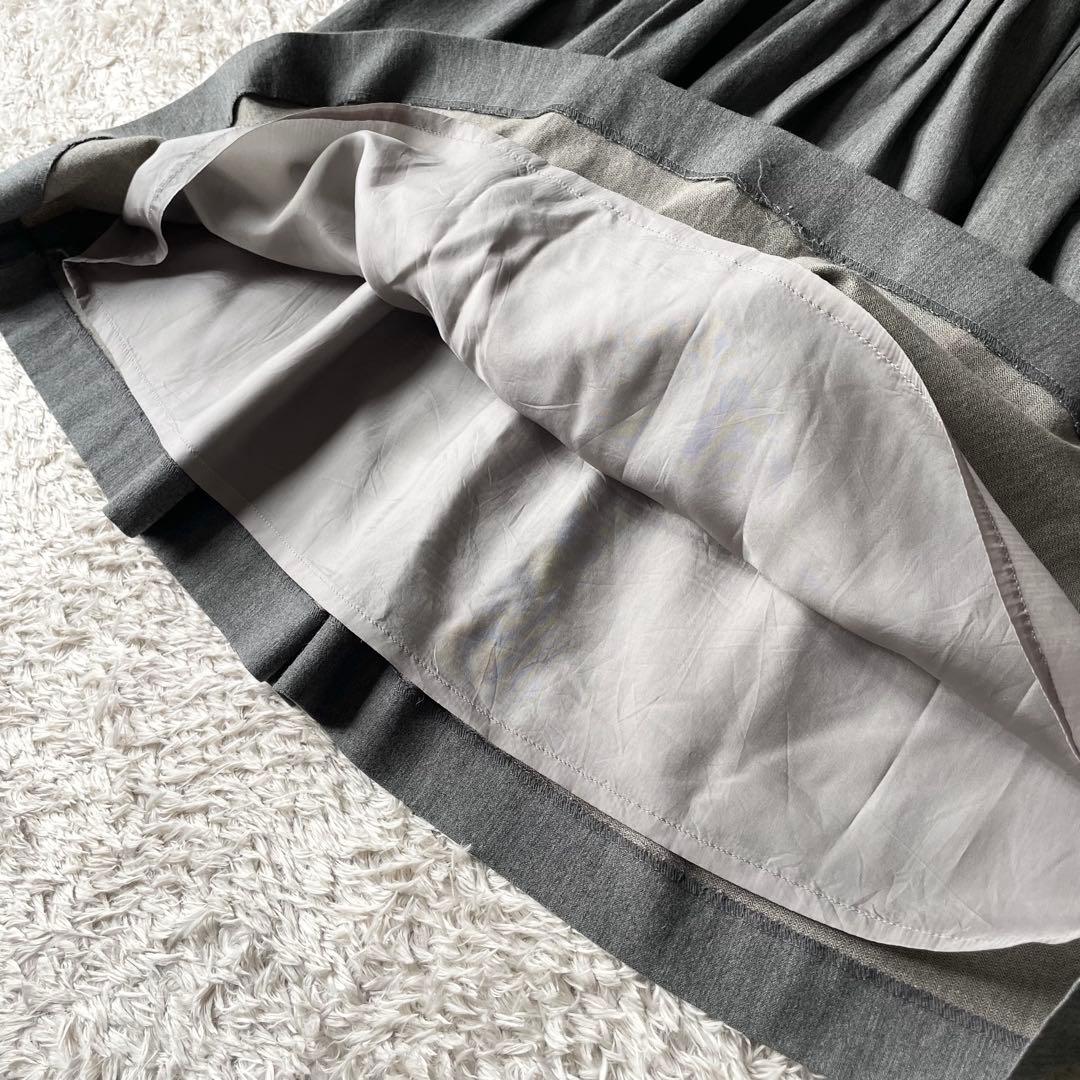 マーガレットハウエル 美品 コットンウールプリーツスカート 3 グレー