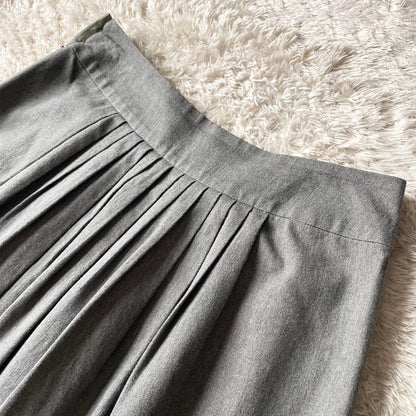 マーガレットハウエル 美品 コットンウールプリーツスカート 3 グレー