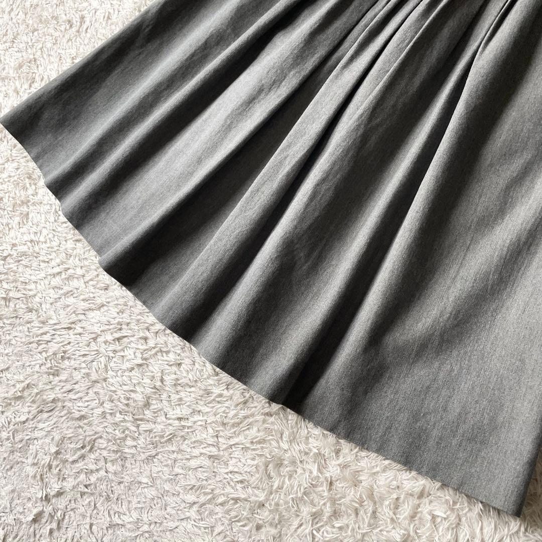 マーガレットハウエル 美品 コットンウールプリーツスカート 3 グレー