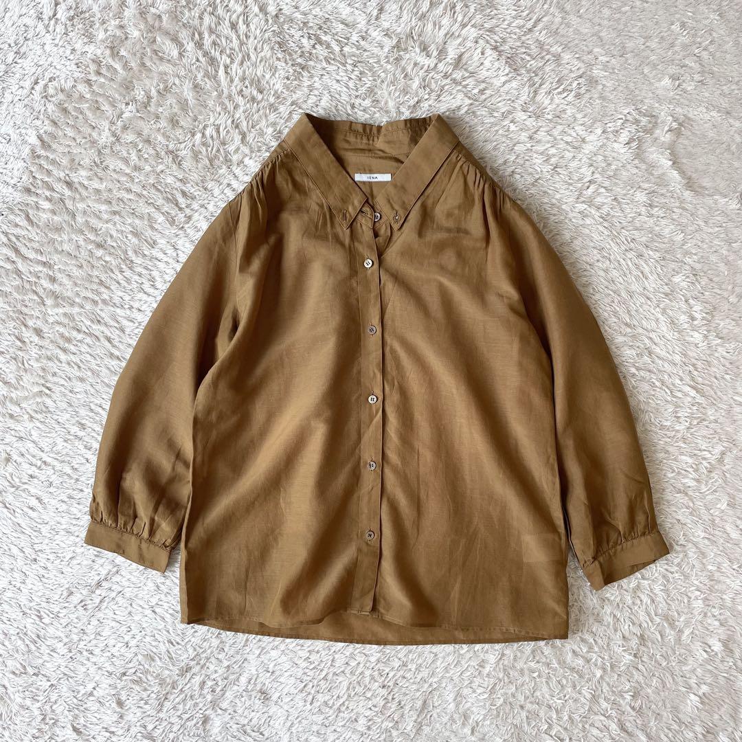 イエナ 極美品 IENA コットンシルクシアーブラウス F ゴールドブラウン