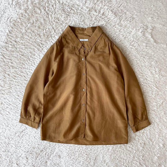 イエナ 極美品 IENA コットンシルクシアーブラウス F ゴールドブラウン