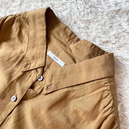 イエナ 極美品 IENA コットンシルクシアーブラウス F ゴールドブラウン