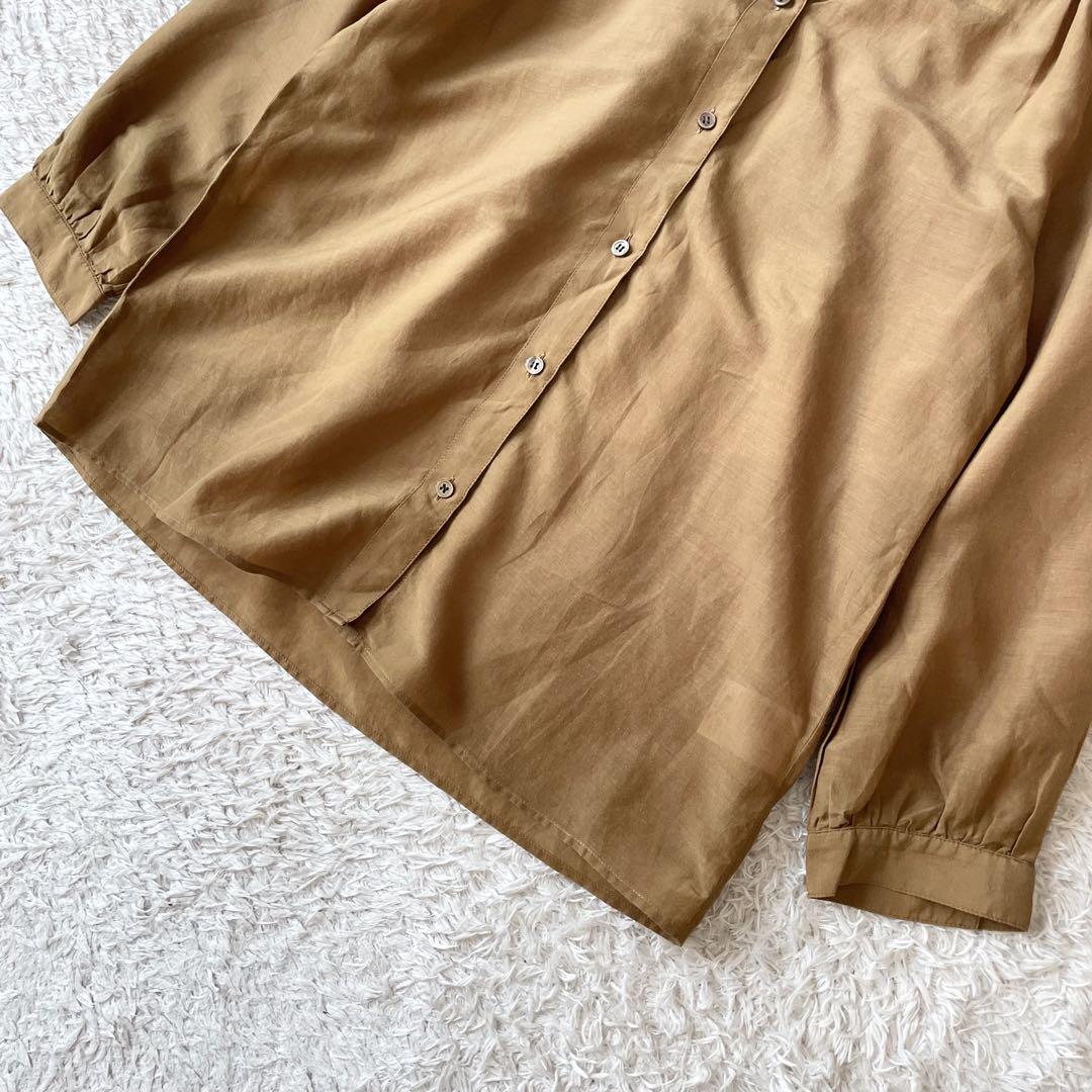 イエナ 極美品 IENA コットンシルクシアーブラウス F ゴールドブラウン
