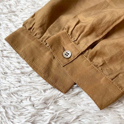 イエナ 極美品 IENA コットンシルクシアーブラウス F ゴールドブラウン