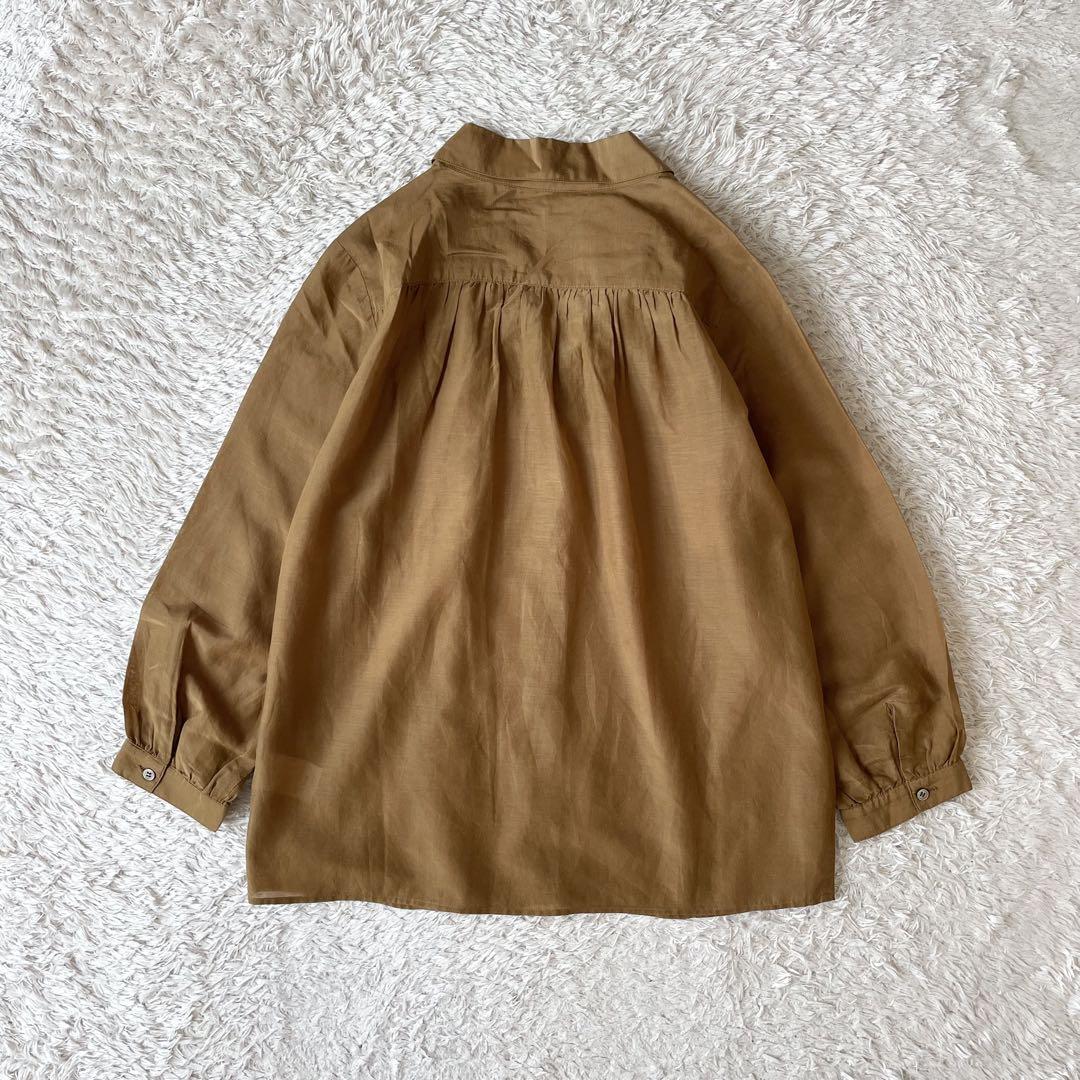 イエナ 極美品 IENA コットンシルクシアーブラウス F ゴールドブラウン