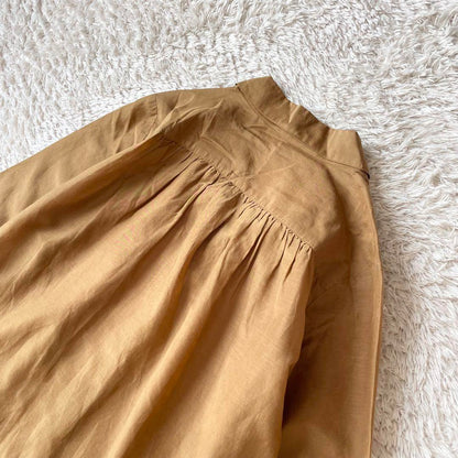 イエナ 極美品 IENA コットンシルクシアーブラウス F ゴールドブラウン