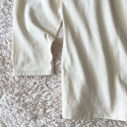 パパス 美品 長袖 カットソー ヘンリーネック L アイボリー アメ車ロゴ