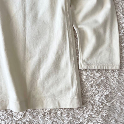 パパス 美品 長袖 カットソー ヘンリーネック L アイボリー アメ車ロゴ