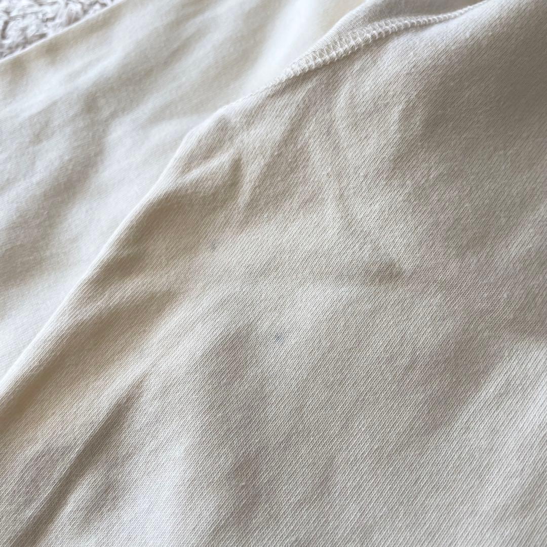 パパス 美品 長袖 カットソー ヘンリーネック L アイボリー アメ車ロゴ