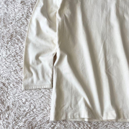 パパス 美品 長袖 カットソー ヘンリーネック L アイボリー アメ車ロゴ