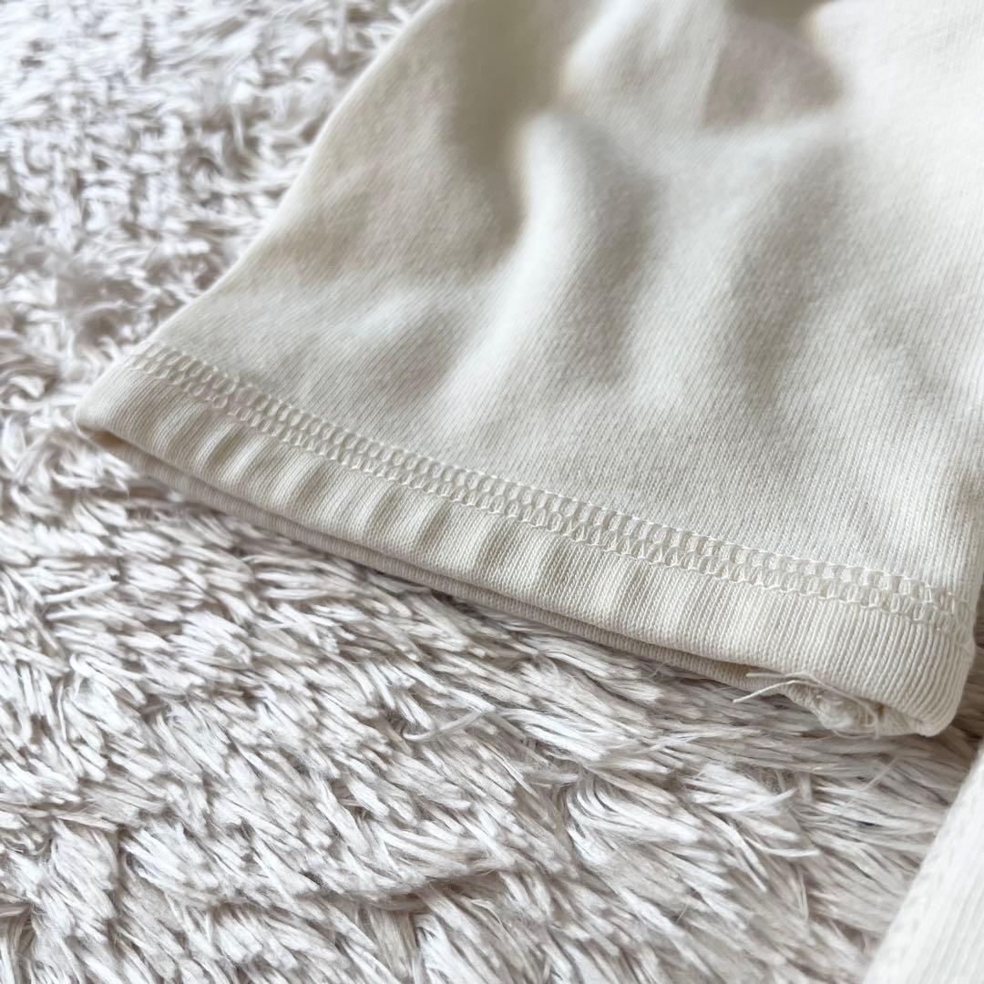 パパス 美品 長袖 カットソー ヘンリーネック L アイボリー アメ車ロゴ