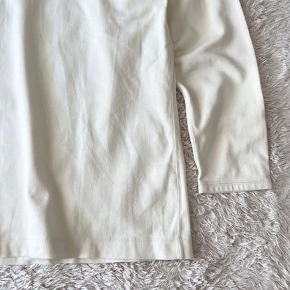 パパス 美品 長袖 カットソー ヘンリーネック L アイボリー アメ車ロゴ