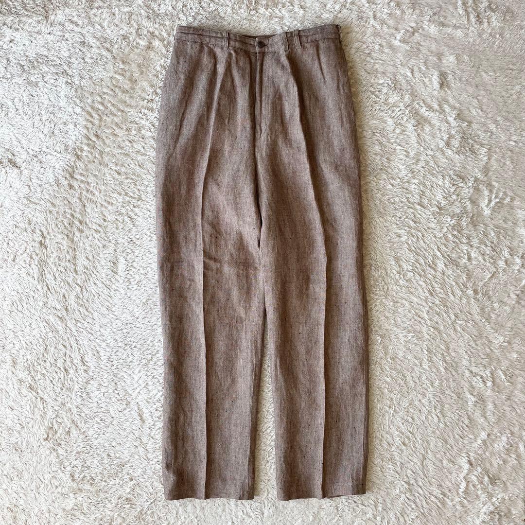 マドモアゼルノンノン 美品 リネンパンツ L ブラウン