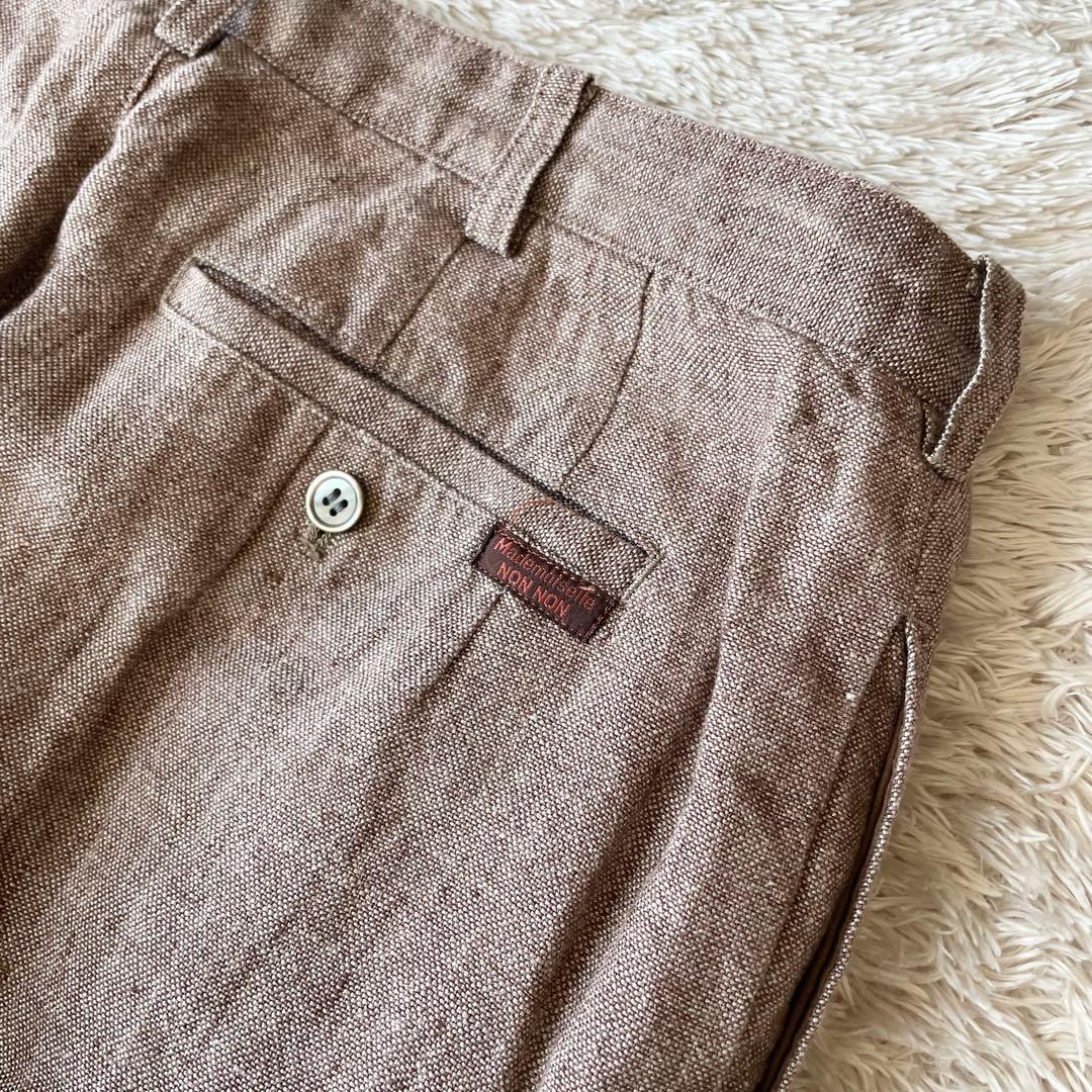 マドモアゼルノンノン 美品 リネンパンツ L ブラウン