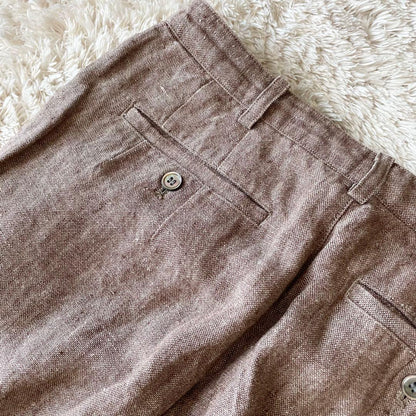 マドモアゼルノンノン 美品 リネンパンツ L ブラウン
